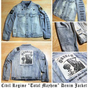 Civil Regime "Total Mayhem" Vintage Denim Jacket (Patches, Pins, Prints) Large